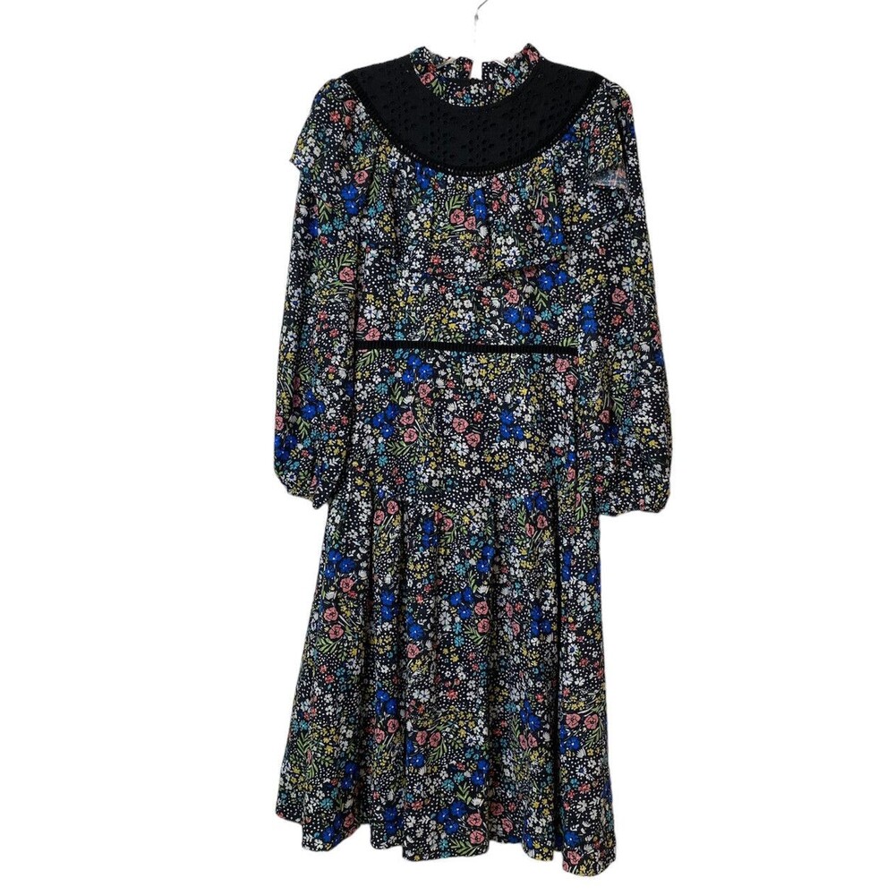 Pascal Women's 90s Dress Ruffle Mock Neck Floral Size XS Mermaids